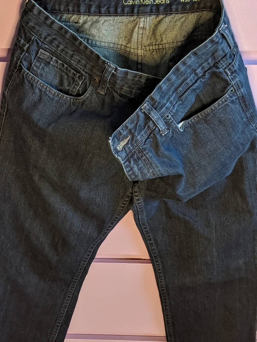 Calvin Klein Men's Washed Black Relaxed Jeans - Picture 2 of 2